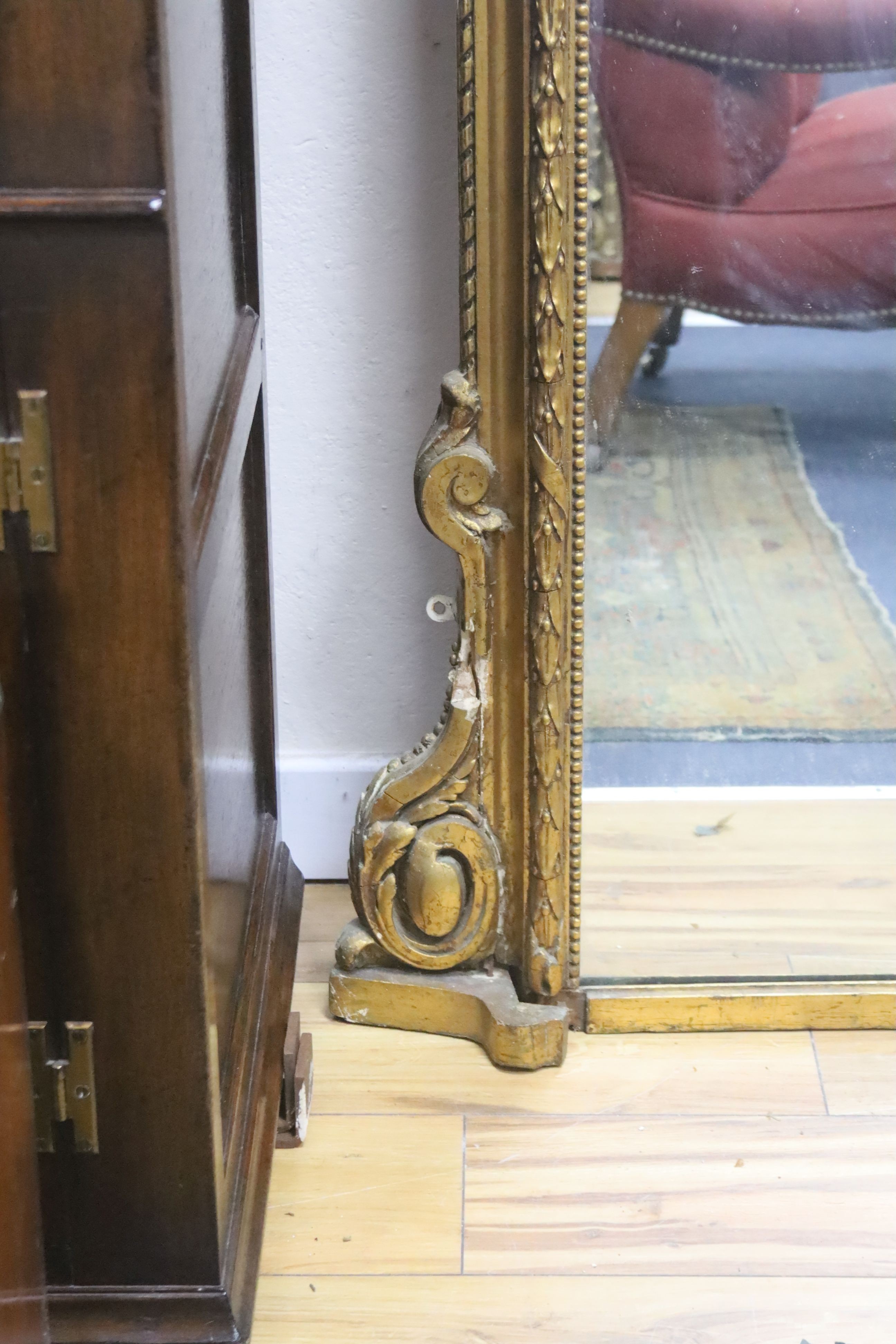 A large Victorian giltwood and gesso overmantel mirror, width 160cm, height 232cm